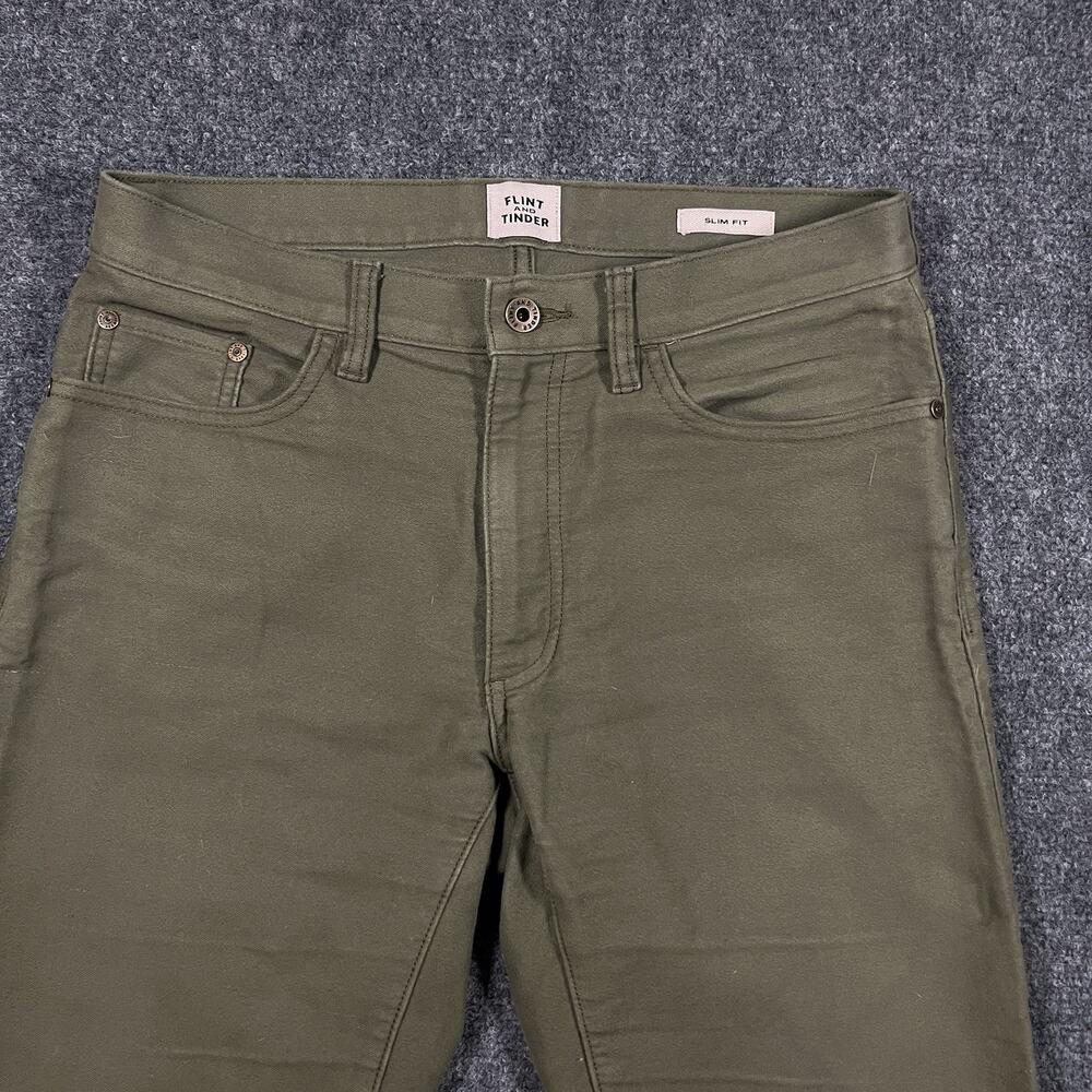 Flint & Tinder Mens Size 30X30 Olive Green 365 Slim Fit Chino Pants